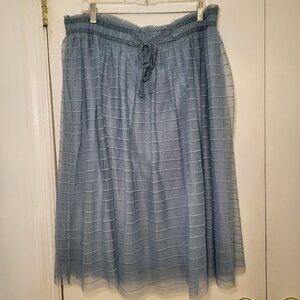 Lauren Conrad Mesh Blue Midi Skirt Elastic Waist Women's‎ size XL